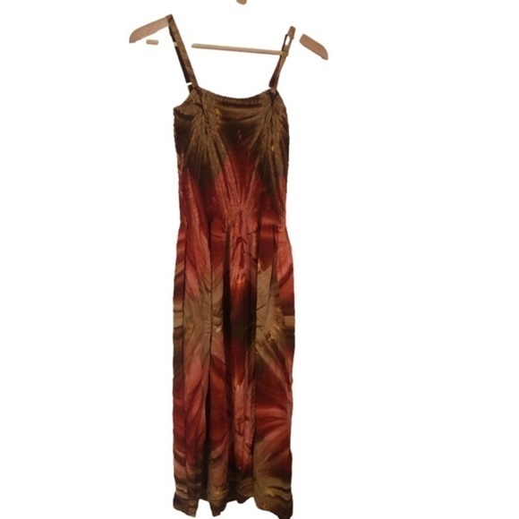 Boho Festival TIE Dye Ruched Beach Midi Dress Medium - Picture 4 of 9